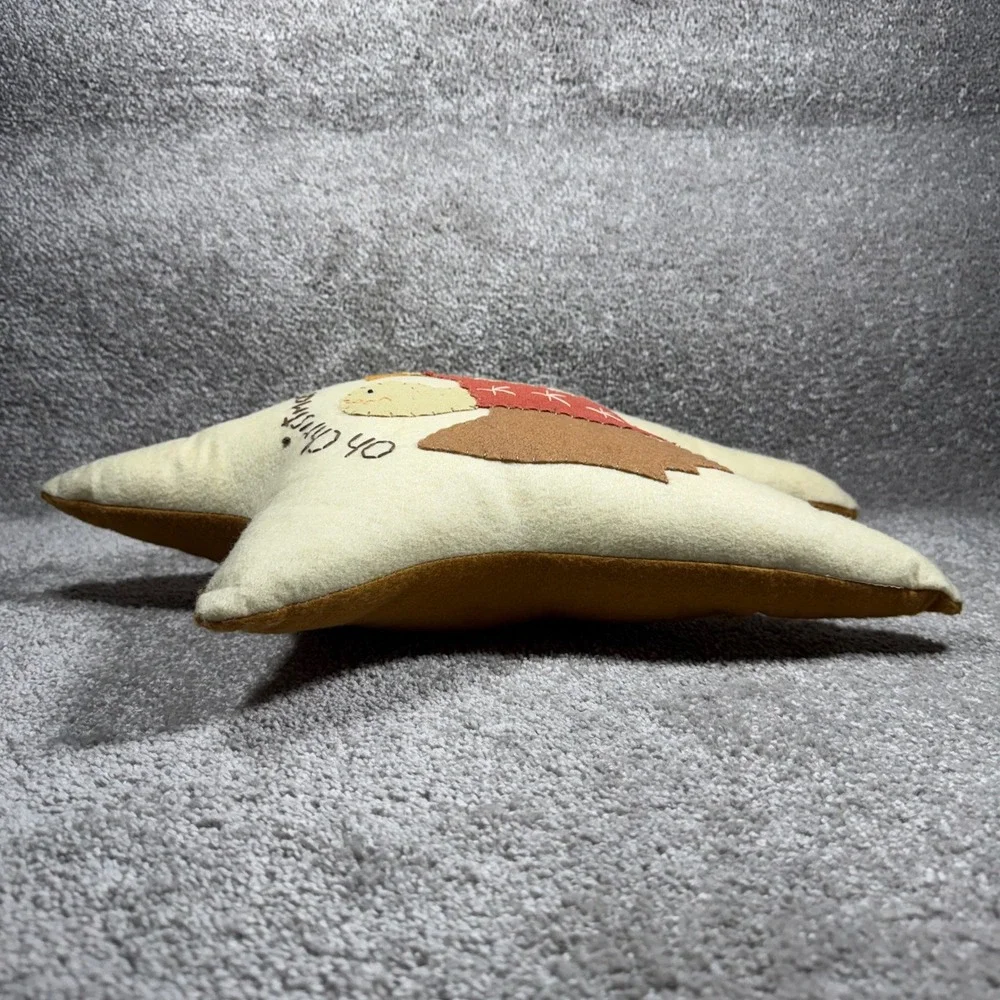Star Pillow Cream Mustard Angel Christmas Primitive Folk Art‎